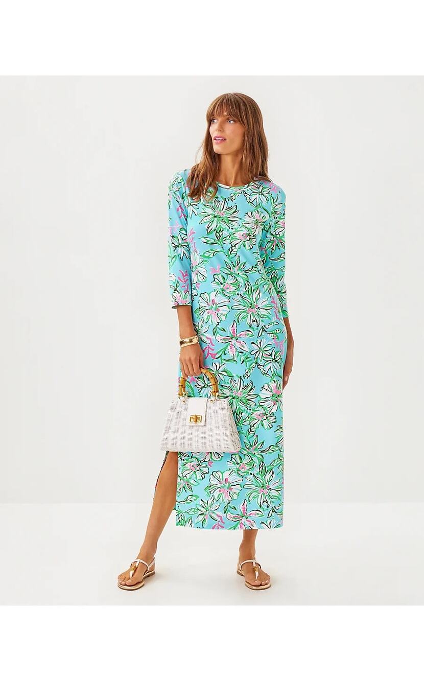 Lilly Pulitzer Deena UPF 50+ Maxi Dress in Multi Sun of a Bun Large